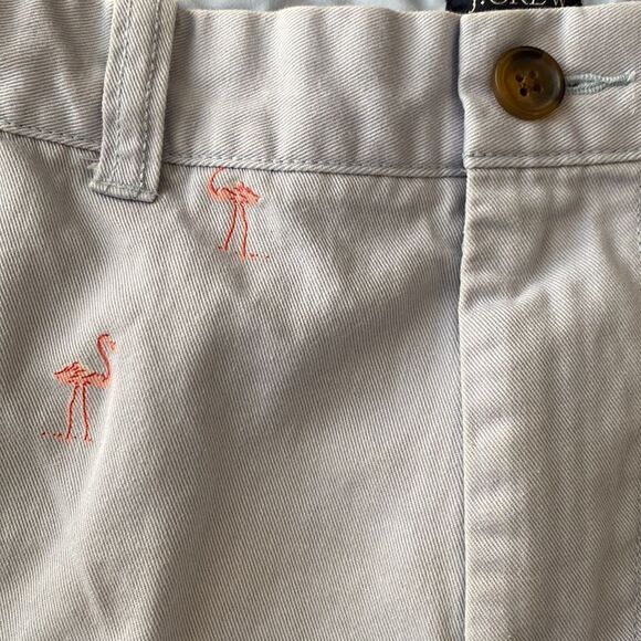 J Crew 30W Shorts Pink Flamingo Print Pattern Pockets Belt Loops - Picture 2 of 5